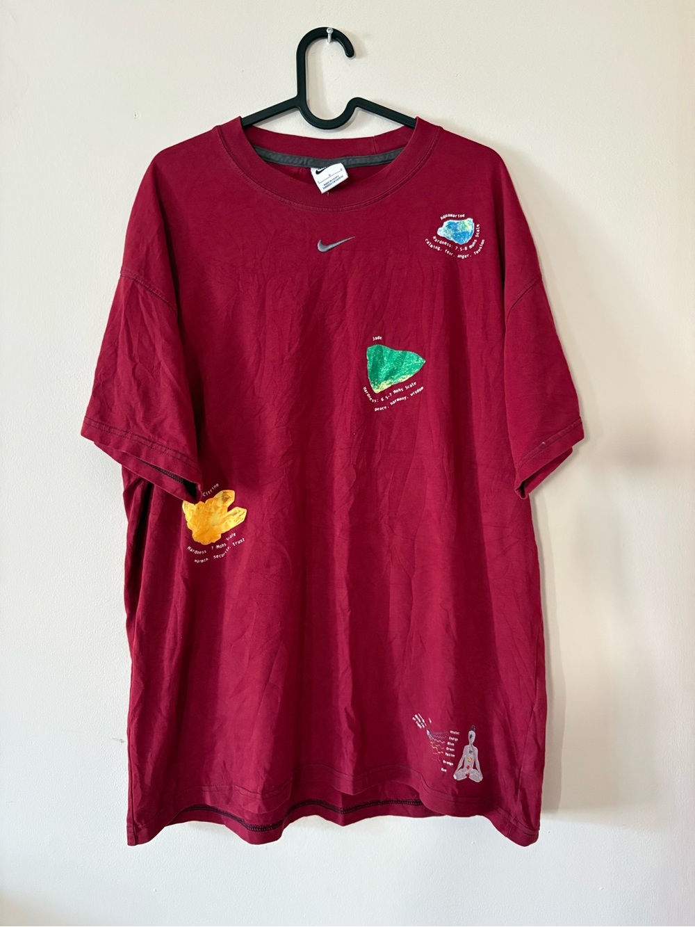 Nike Maroon Crewneck Tee With Human anatomy Centre swoosh Large “oversized”